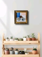 ORIGINAL Oil Painting Dog Animal Pet Miniature Contemporary Wall art Handmade