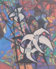 Scandinavian artist. Mixed media on board. Abstract composition. 1960s