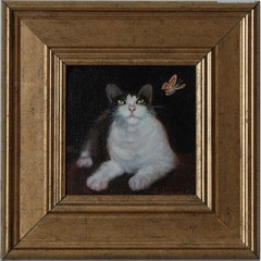 “Where You From, Buddy?” Oil Painting on Board by Anthony Sidoni Framed Cat