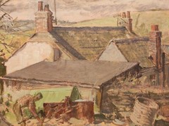 MARY BERESFORD-WILLIAMS, FARM SCENE OIL PAINTING ON CANVAS, 44.5 X 76 CM, SIGNED