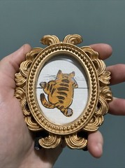 Ginger Cat,funny,humor,Original Painting On Paper,3/4,miniature,small,
