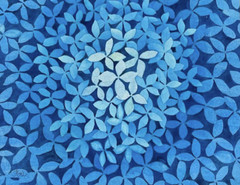 PAINTING WATERCOLOR 11X14 and WHITE MAT 16X20 FLOWER HYDRANGEA BLUE ORIGINAL ART