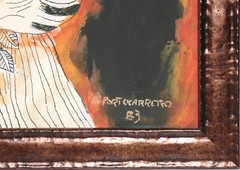 RENE PORTOCARRERO-Cuban Modernist-Original Signed Ink/Gouache-Female Portrait
