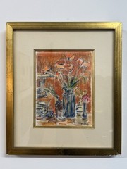 François Federle Original Painting “Les Coquelicots” Framed With Certification