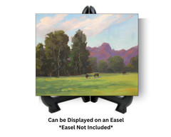 Jeff Love Art 8X10″ Original Oil Painting Cows Field Meadow Mountains Landscape