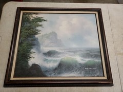 VTG Oregon Pacific Ocean Coast Sea Painting Sue Parkhill Oil Canvas Framed 24×28