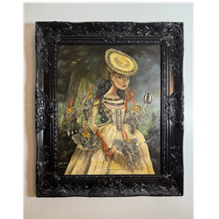 Surrealism Painting The Elephant Tamer by Kurtis Rykovich Ornate Black Frame