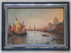PAUL PASCAL (1839-1905) ORIGINAL FRENCH ANTIQUE VENICE CANAL SCENE OIL PAINTING