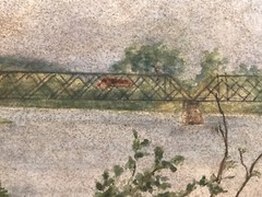 Antique 1910s Watercolor Painting Old Bridge at Sheldon Springs VT Vermont Signd