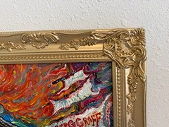 Serg Graff Original “Needleton” Acrylic Ship Painting | Gold Frame | Nautical