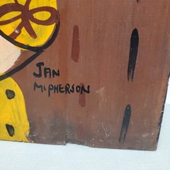 Folk Art Paintings, On Wood Artist Jan McPherson, Children Portraits Set Of 2