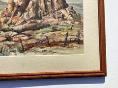 Vintage Western Landscape Watercolor Great Frame