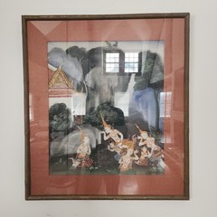 Rare 19th Century Thai Thangka Gouache On Canvas Early Framed Painting