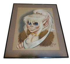 WENDY PINI Original Pastel Art ELFQUEST CUTTER Portrait 1981 Signed Framed RARE