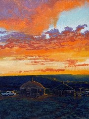 Redwing Nez Painting Sunset Landscape American Native Indian Tribal Listed Small