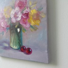 Colorful Floral Bouquet Original Oil Painting Impressionist Still Life Wall Art