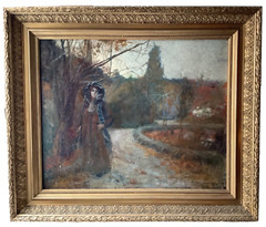 Roger JAMMES (1875-1918) Antique French Impressionism Oil Painting Portrait Lady