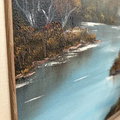 Vintage Landscape Oil Painting Framed & Signed, River Forest Serene Water Scene