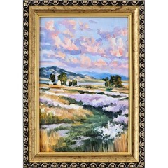 Original Oil Painting Provence Landscape Fields Trees Flowers France Art 4×6