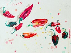 “Red Hot Chili Peppers” Original Acrylic Painting On Flat Canvas 8×10 Inches