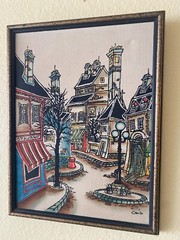 Vintage Carlo Of Hollywood Oil On Canvas Original Painting Framed and Signed
