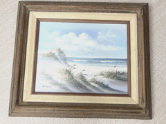 Vtg Seascape Ocean Coastal Beach Signed Marilno Oil Painting Sand Dunes Framed