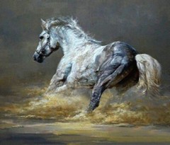 MQ364 Stretched Canvas Frame / Unframed Handmade Horse Animal Oil Painting