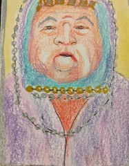 ACEO Original Watercolor Painting Colored pencils markers Signed Royalty Lady