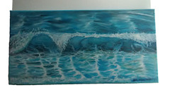 Original Painting 10″x20″ Wave Seascape Beach House Seaside Coastal Wall Art