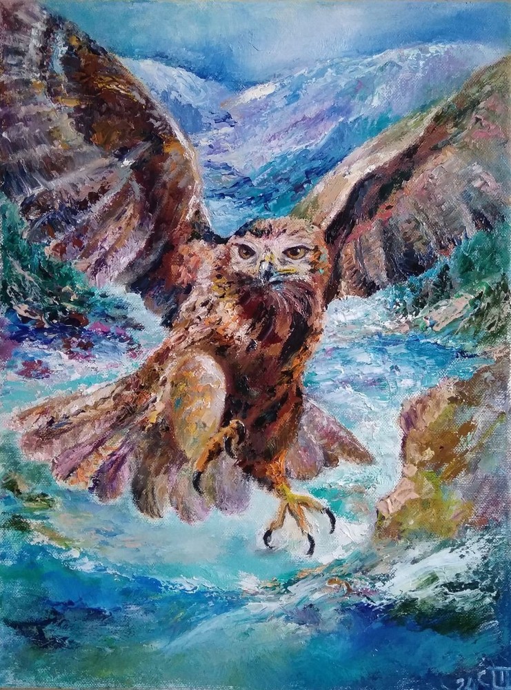 Painting „Predator“. Oil. Canvas on a stretcher. 12×16 in. Handmade. 2024.