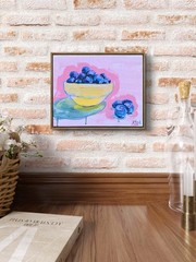 10×8 Blueberry Art Modern Acrylic Still Life Xtn Original Painting On Canvas
