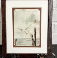 Coastal Framed Signed Seagull Painting Original Beach Nautical