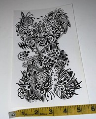 Original Ink Drawing Signed By Artist. Black & White, Modern Doodle Art. 9×5.5 “