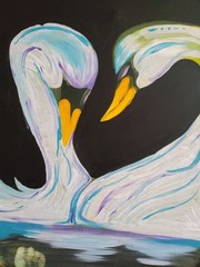 origanal swan love painting one of a kind beautiful