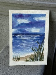 ACEO #123 Sea,ocean,beach, Hand Painted. Art Trading Card