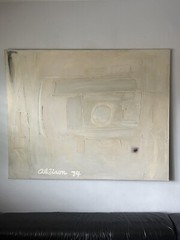 LARGE VINTAGE MODERN ABSTRACT EXPRESSIONIST OIL PAINTING OLD MODERNISM 1974