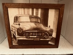 Original Cuban Oil Painting Of American Classic Car On Streets Of Havana Framed