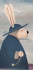 Anthropomorphic Painting Rick Devin Rabbit With Good Luck Charm Signed 1987