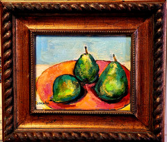 Oil Painting Still Life Fruit Pears Orange Dish Original Framed Signed Donalee