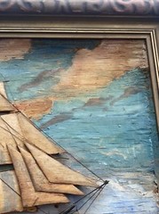 TACKABERRY ANTIQUE DIORAMA NAUTICAL PAINTING SCULPTURE WOOD CARVING SEATTLE OLD