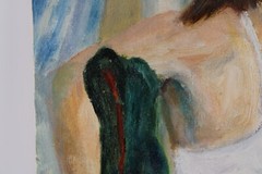 Mid Century Lady Portrait Female Oil Painting On Canvas Unsigned