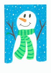 ACEO Original Snowman Christmas Winter Miniature Painting Mini Art OneCraftyLady