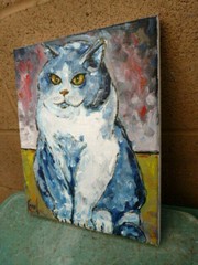 FUDGIE THE CAT pet wow art NEW oil painting 8×10 canvas original signed Crowell