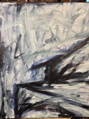 Huge Edweena Brennan „Abstract Composition Scene“ Oil Painting – Signed/Framed