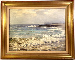 Listed UK Artist Joseph Henderson (1832-1908) Signed Shoreline Oil On Canvas