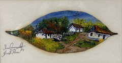 Latin American 20th Century, 1993, Vintage Oil Painting, Village Landscape