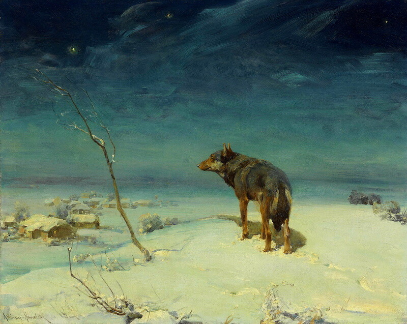 The Lone Wolf Oil painting Wall Art HD Giclee Printed on canvas P1919