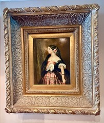 Oil Painting On BOARD 19 C. PORTRAIT YOUNG SPANISH WOMAN Gold Frame 18 X 20