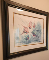 Lithograph Signed Richard E Williams Watercolor Painting “Tropical Fish” 20X27