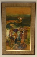 Seah Kim Joo Silk Painting MCM Batik Framed Wall Art, 41.25”x26.75”
